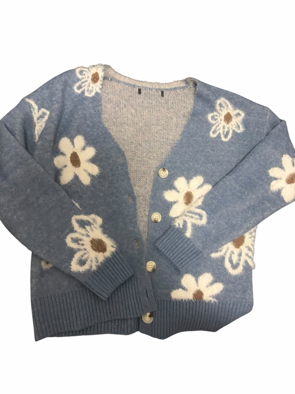 Dokotoo Brand Sky Blue Daisy Knit Cardigan Good Condition